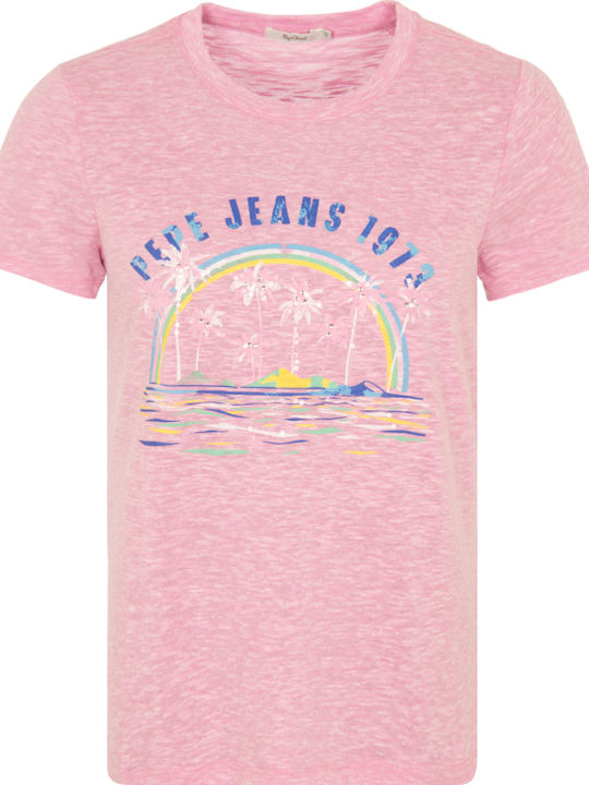 Pepe Jeans Elaine Women's T-shirt Floral Pink
