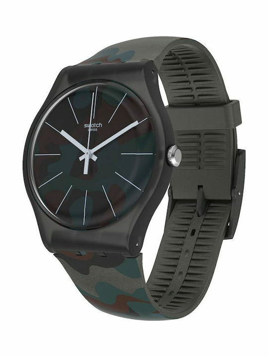 Swatch Camoucity Γυναικείο Ρολόι 41mm Μπαταρίας με Καουτσούκ Λουράκι