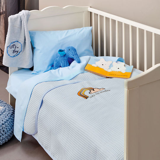 Palamaiki Blanket Cot Pikelino Waffle Light Blue 150x100cm