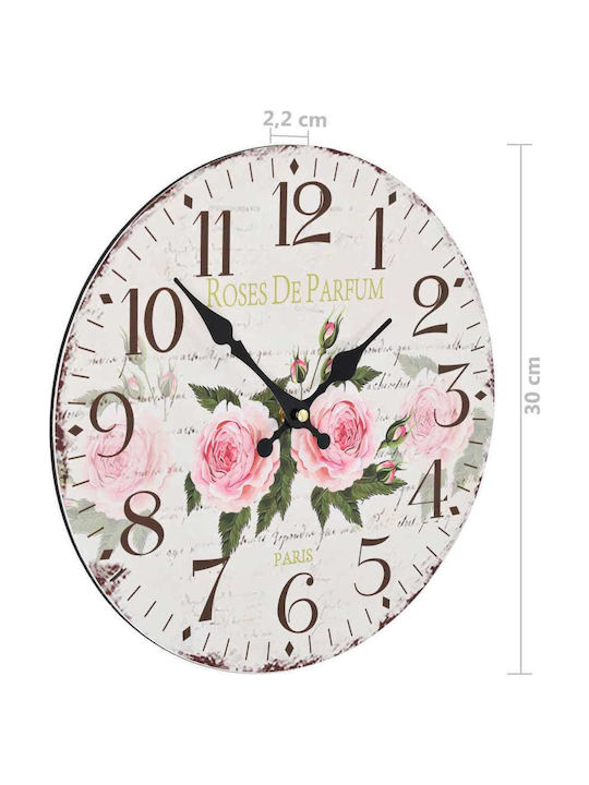 vidaXL Antique Wall Clock Wooden Ecru Ø30cm