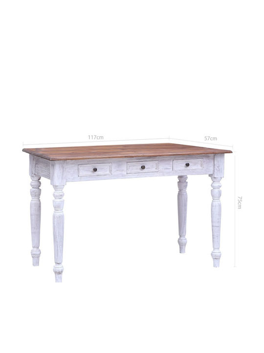 Desk made of Solid Wood Brown 117x57x75cm