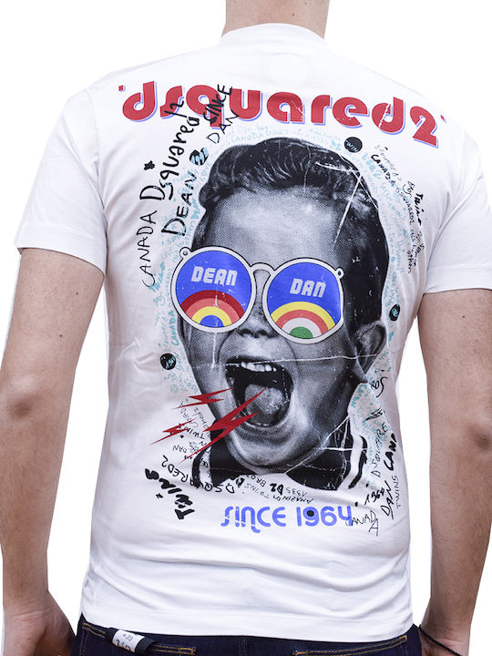 Dsquared2 T-shirt Bărbătesc cu Mânecă Scurtă Alb