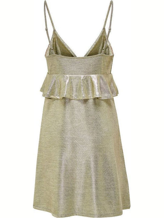 Carol Summer Mini Evening Dress with Ruffles Beige/Frosted Almond