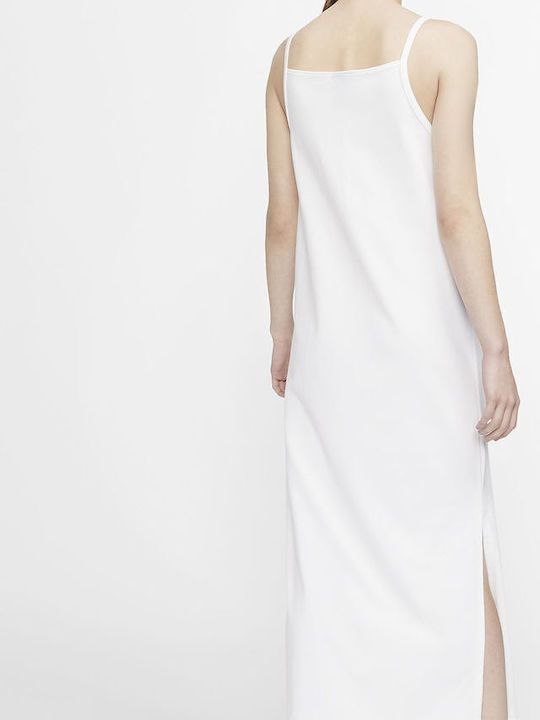 Summer Midi Athletic Dress with Spaghetti Straps White