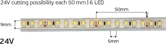 VK Lighting Waterproof LED Strip 24V Warm White Light 5m Type SMD3528