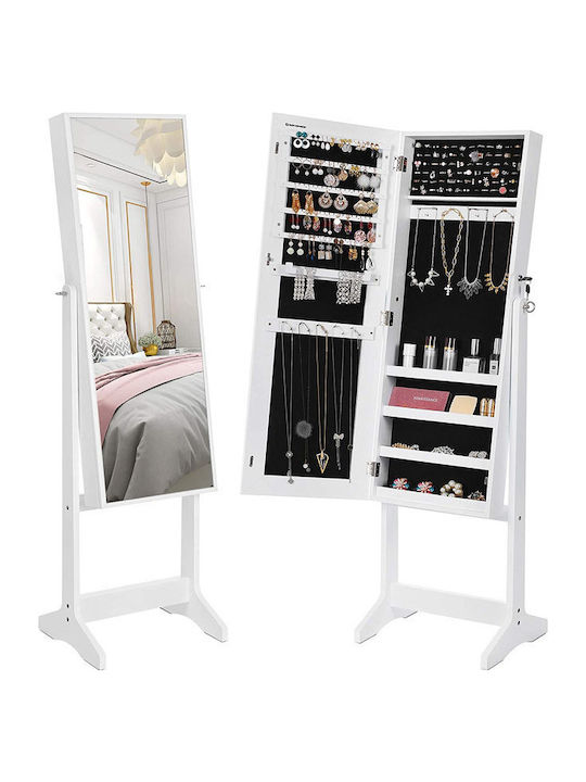 Songmics Boden- oder Standspiegel mit Weißem Holzrahmen 151,5x41,5cm