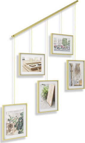 Umbra Multi Wandmontage Bilderrahmen mit Goldenem Metallrahmen 5 Stück