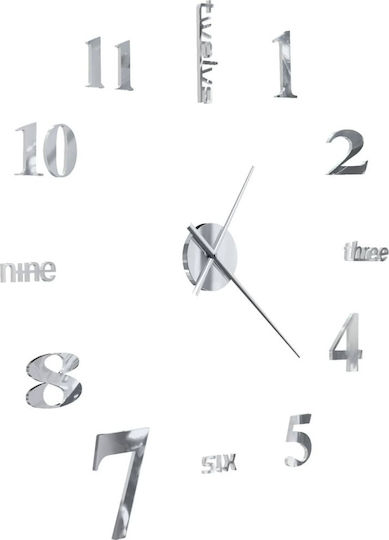 vidaXL 3D Modern 100cm 3D Wanduhr Aufkleber Kunststoff Silver Ø100cm