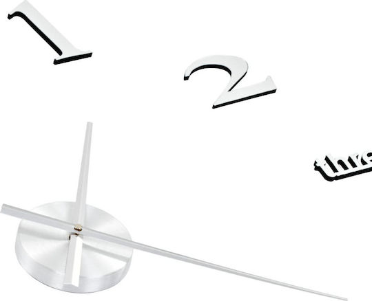 vidaXL 3D Modern 100cm 3D Wall Clock Sticker Plastic Silver Ø100cm