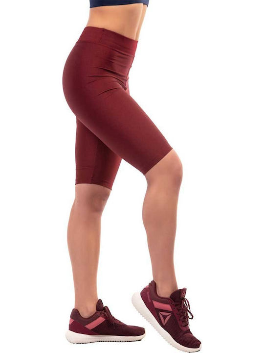 Women's Bike Training Legging Shiny & High Waisted Burgundy