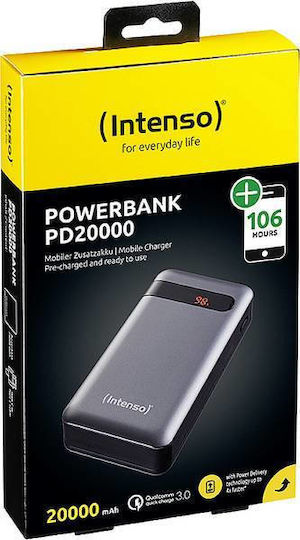 Intenso PD20000 Power Bank 20000mAh με Θύρα USB-A και Θύρα USB-C Quick Charge 3.0 / Power Delivery Γκρι