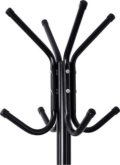 Songmics Freistehender Kleiderständer Metallisch Schwarz mit 8 Haken 49x49x176cm