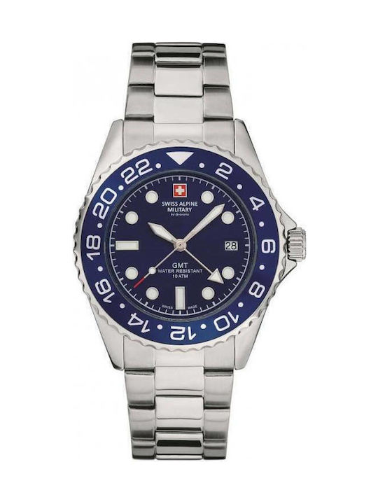 Swiss Alpine Military by Grovana Men's Watch 42mm Battery with Silver Metal Bracelet