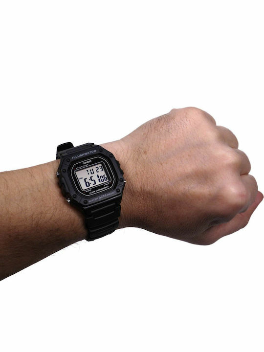 Casio Ψηφιακό Ανδρικό Ρολόι 43.2mm Χρονογράφος Μπαταρίας με Μαύρο Καουτσούκ Λουράκι