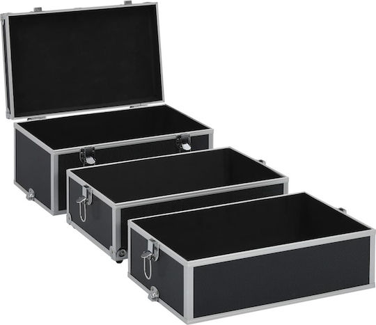 vidaXL Metallic Cosmetic Case Black H40xW37xD24cm