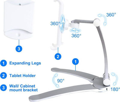 2-in-1 Universal Desktop Stand Βάση Tablet Γραφείου έως 10.5" σε Ασημί χρώμα