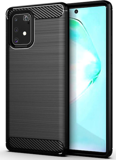 Hurtel Carbon Fiber Brushed Back Cover Silicone Black (Galaxy S10 Lite)