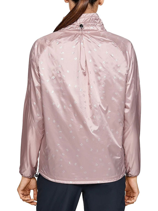 Under Armour Recover Iridescent Women's Short Sports Jacket Waterproof for Spring or Autumn Pink