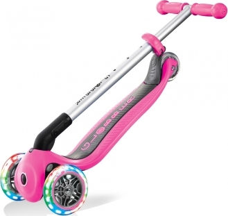 Globber Kids Scooter Foldable Primo Lights 3-Wheel for 3+ Years Pink