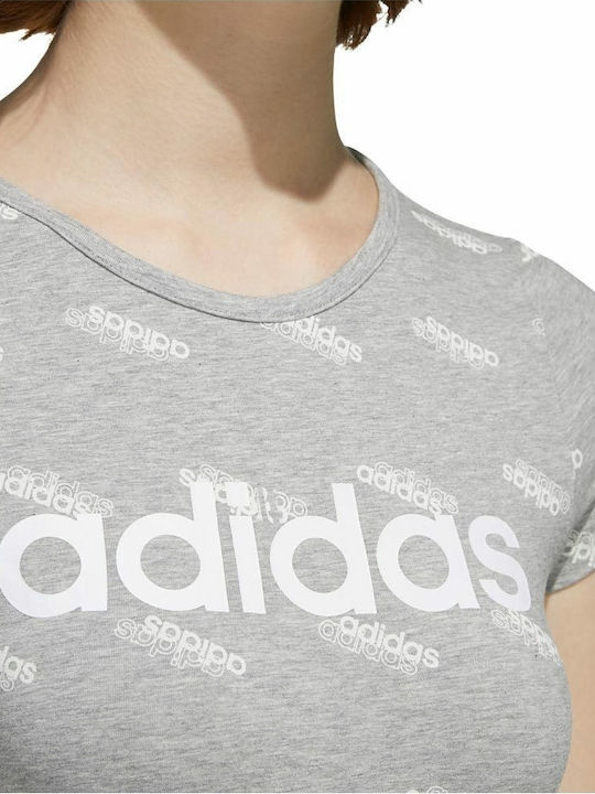 Adidas Damen Sportlich Baumwolle Bluse Kurzärmelig Gray