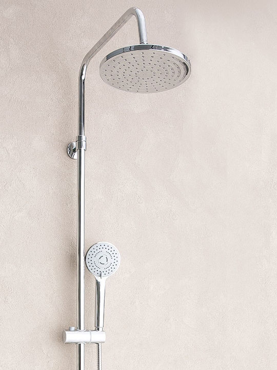 Demm Verstellbare Duschsäule mit Wannenbatterie 118-156cm Silber