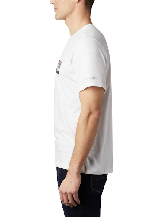 Columbia Rapid Ridge T-shirt Bărbătesc cu Mânecă Scurtă Alb