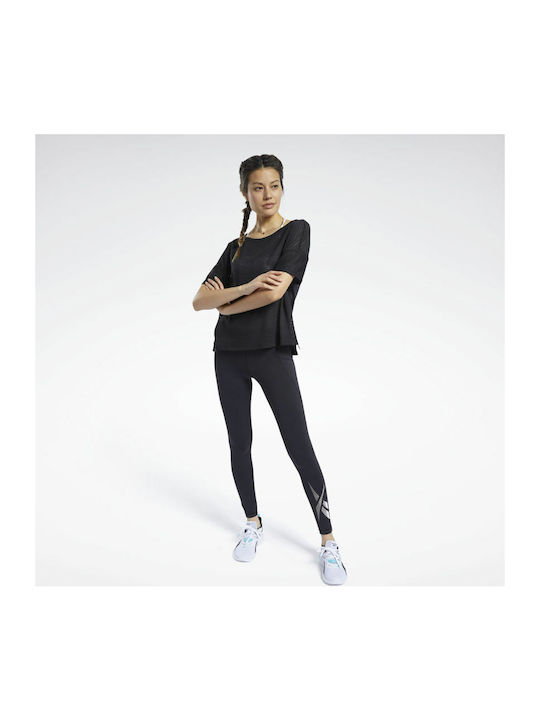 Reebok Perforated Women's Athletic T-shirt with Sheer Black