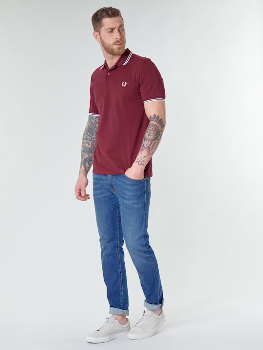 Herren Shirt Kurzarm Polo Burgundisch