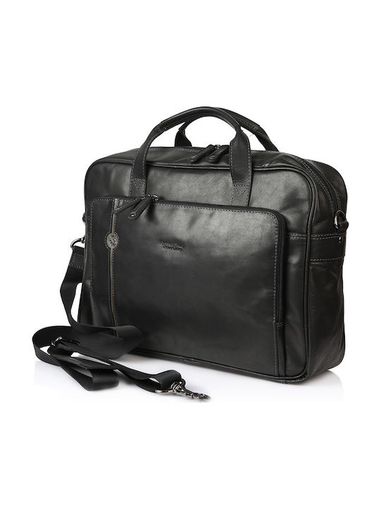 Beverly Hills Polo Club Leather Men's Briefcase Black