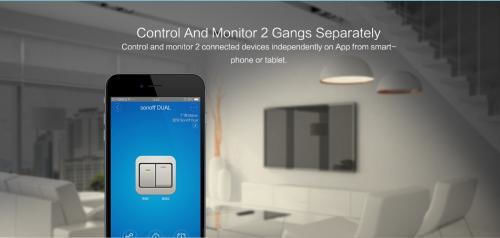 Sonoff DUALR2 Smart Ενδιάμεσος Διακόπτης Wi-Fi σε Λευκό Χρώμα