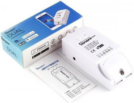 Sonoff DUALR2 Smart Ενδιάμεσος Διακόπτης Wi-Fi σε Λευκό Χρώμα