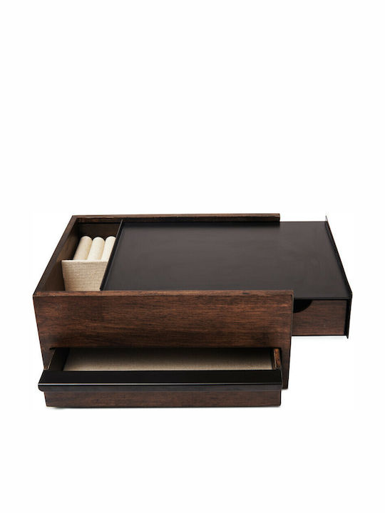 Umbra Stowit Wooden Jewellery Box with Drawer Brown 26x22.2x12.1cm