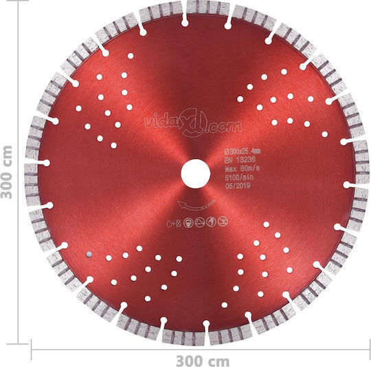 vidaXL Διαμαντόδισκος Κοπής Turbo με Οπές Ατσάλινος 143233 300mm