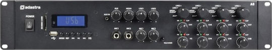 Adastra A8 Commercial Power Amplifier 8 Channels 200W/4Ω 100W/8Ω Equipped with USB/FM/Bluetooth Black