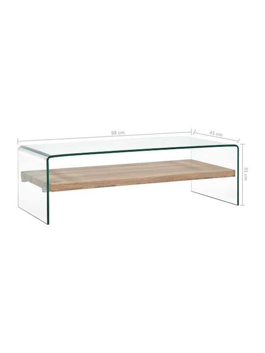 Rectangular Central Glass Coffee Table Transparent M98xW45xH31cm