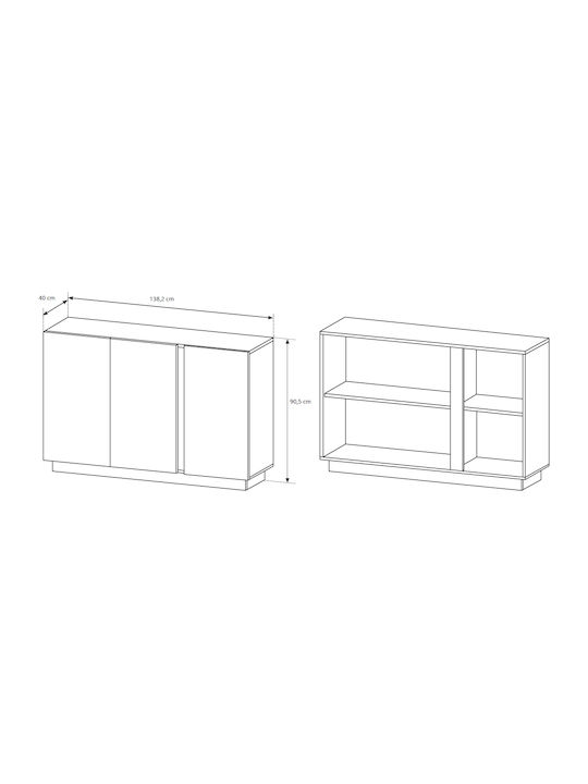 Μπουφές Ξύλινος Λευκός 138.2x40x90.5cm