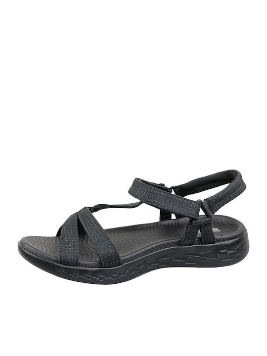 Heathered River Strap Flache Sandalen für Damen Sportlich in Schwarz Farbe