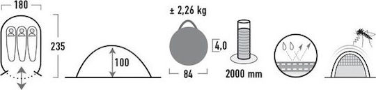 High Peak Vision 3 Σκηνή Camping Pop Up Λευκή 3 Εποχών για 3 Άτομα 235x180x100εκ.