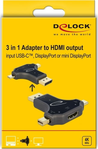 DeLock DisplayPort / USB-C / Mini-DisplayPort Männlich Zu HDMI Weiblich 1 Stück 64060