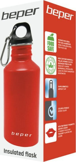 Beper Insulated Flask Bottle Thermos Stainless Steel BPA Free 500ml Red