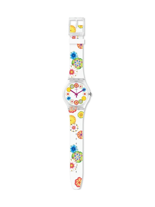 Swatch Kumquat Ρολόι με Λευκό Καουτσούκ Λουράκι