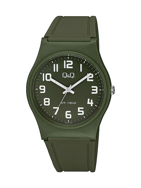 Q&Q Uhr Batterie mit Grün Kautschukarmband