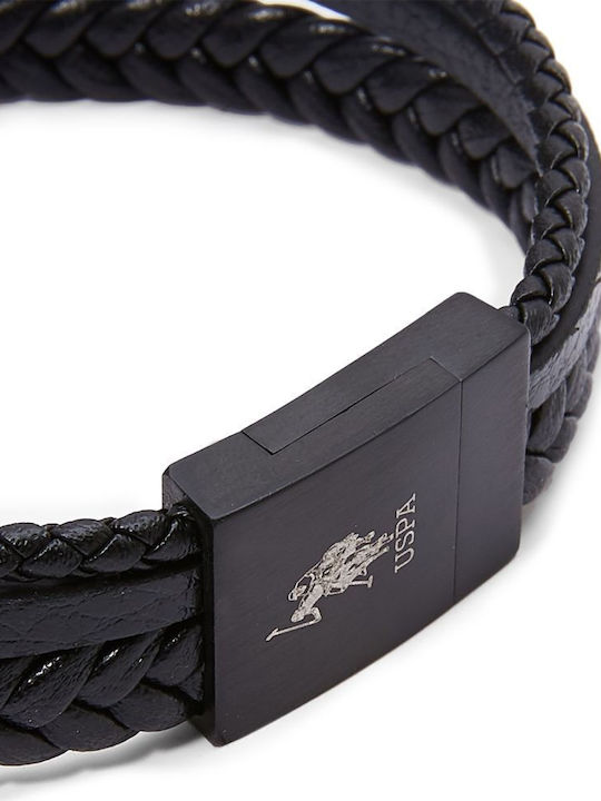U.S. Polo Assn. Ανδρικό Βραχιόλι από Δέρμα 21cm