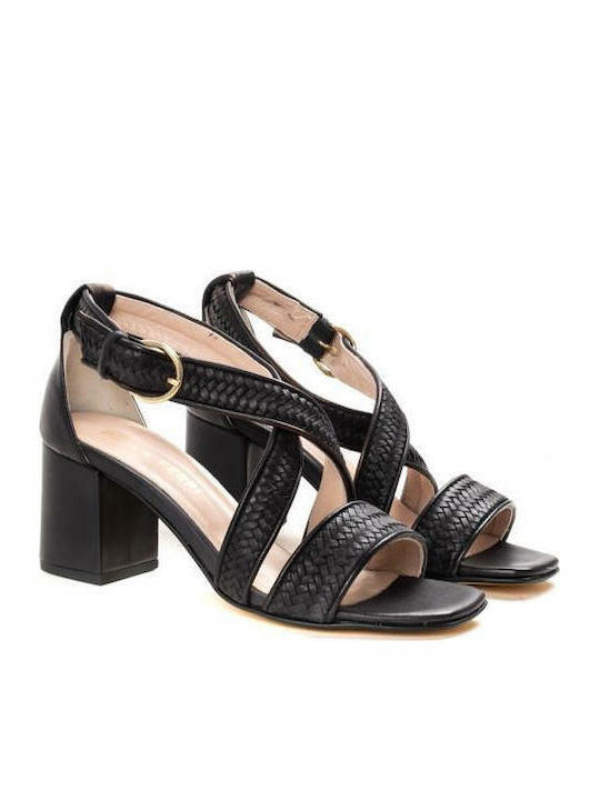 Paola Ferri Damen Sandalen mit Chunky hohem Absatz in Schwarz Farbe