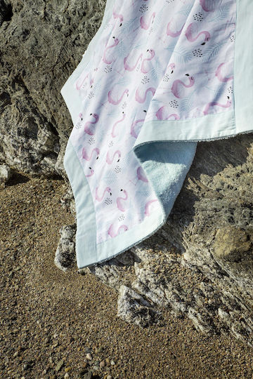 Nima Pinkie Kids Beach Towel Light Blue Flamingo 75x75cm