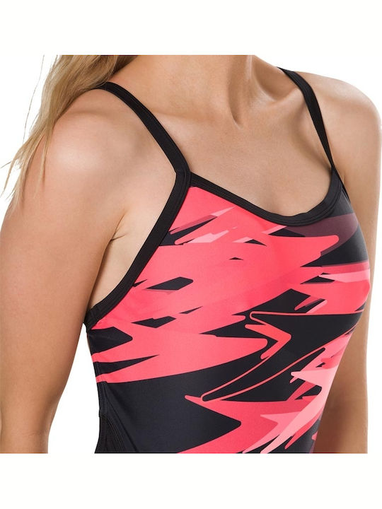Boom Placement Athletic One-Piece Swimsuit Black