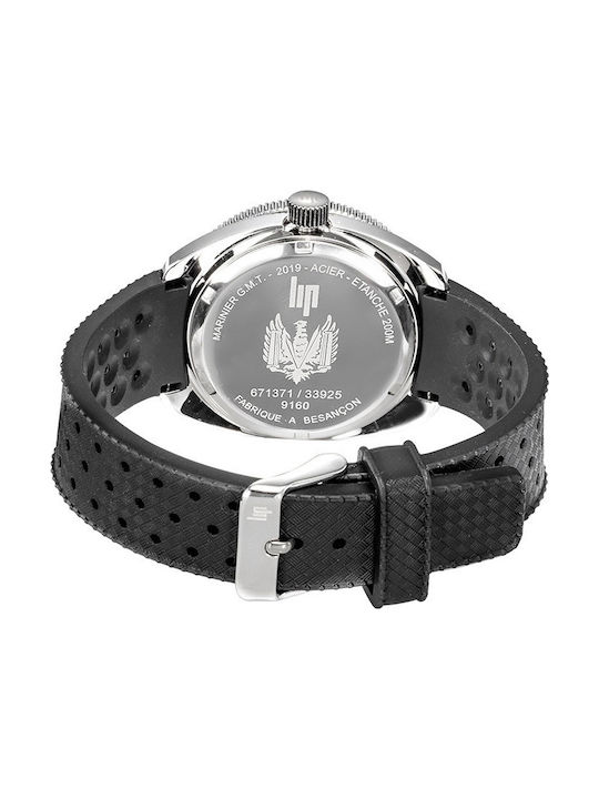 Lip Watches Marinier Часовник Батерия с Черно Каучукова каишка