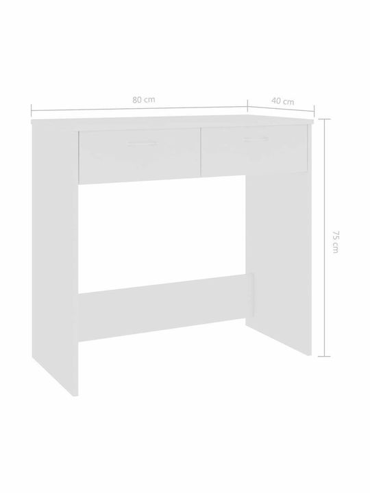 Γραφείο Ξύλινο Λευκό 80x40x75εκ.