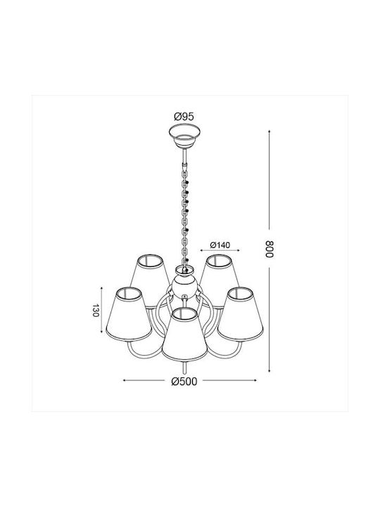 Aca Rainbow Multi Bulbs Kids Lighting Pendant of Plastic 40W with Drive Size E14 Πολύχρωμο 50cm