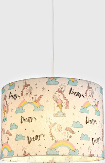 Veis Kids Fabric Single Ceiling Light E27 Dream Unicorn Multicolour 60W 35x24cm